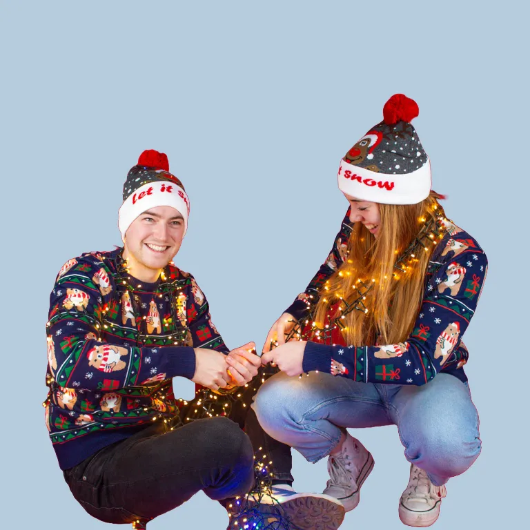 Demegimi Kersttrui voor heren, grappige kersttrui, pinguïn, ronde hals, lange mouwen, kersttrui, wintertrui, Navy Blauw, M