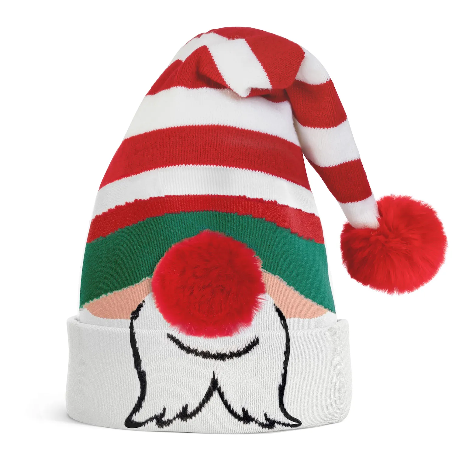 JAP Kerstmuts met 3D neus - Gnome - Rood/Wit