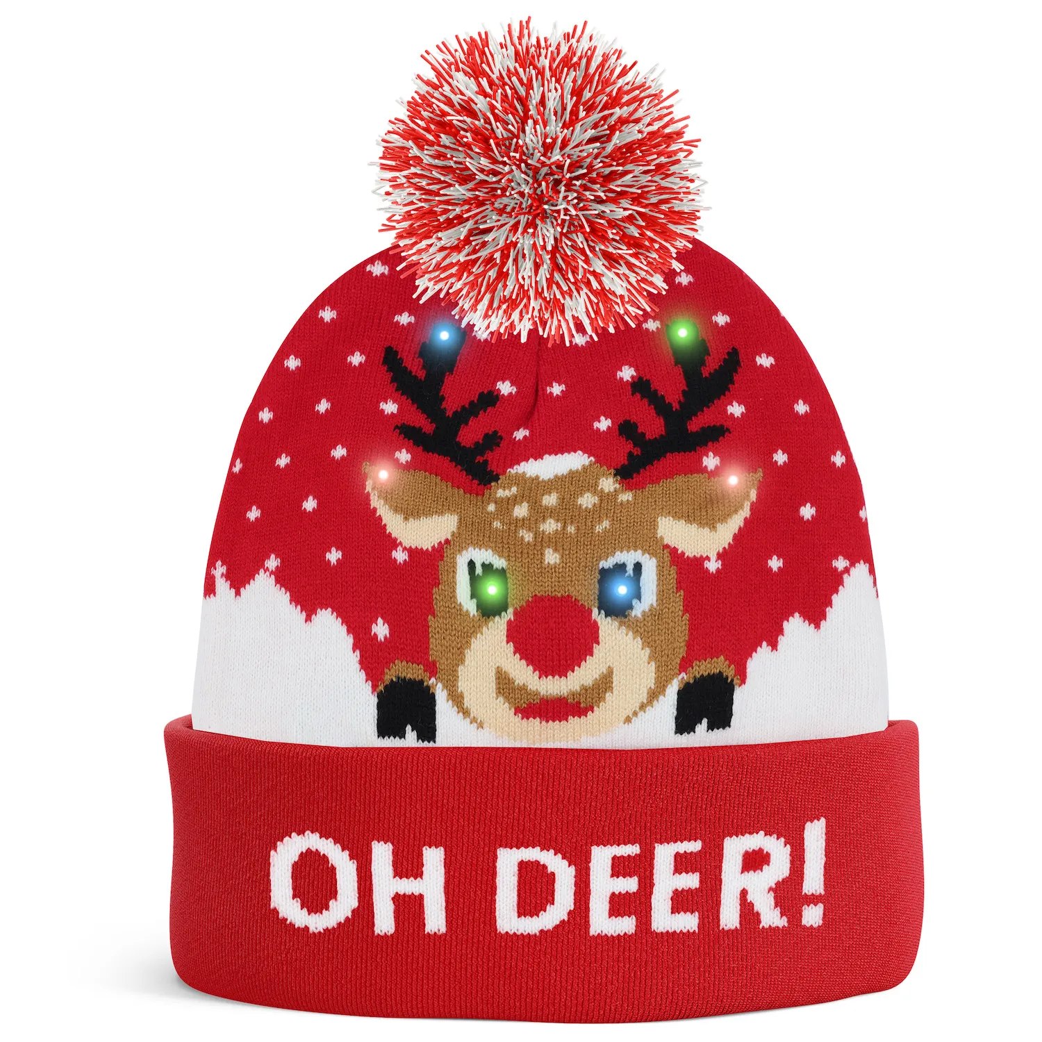 JAP Kerstmuts met gekleurde lichtjes - OH DEER! - Rood