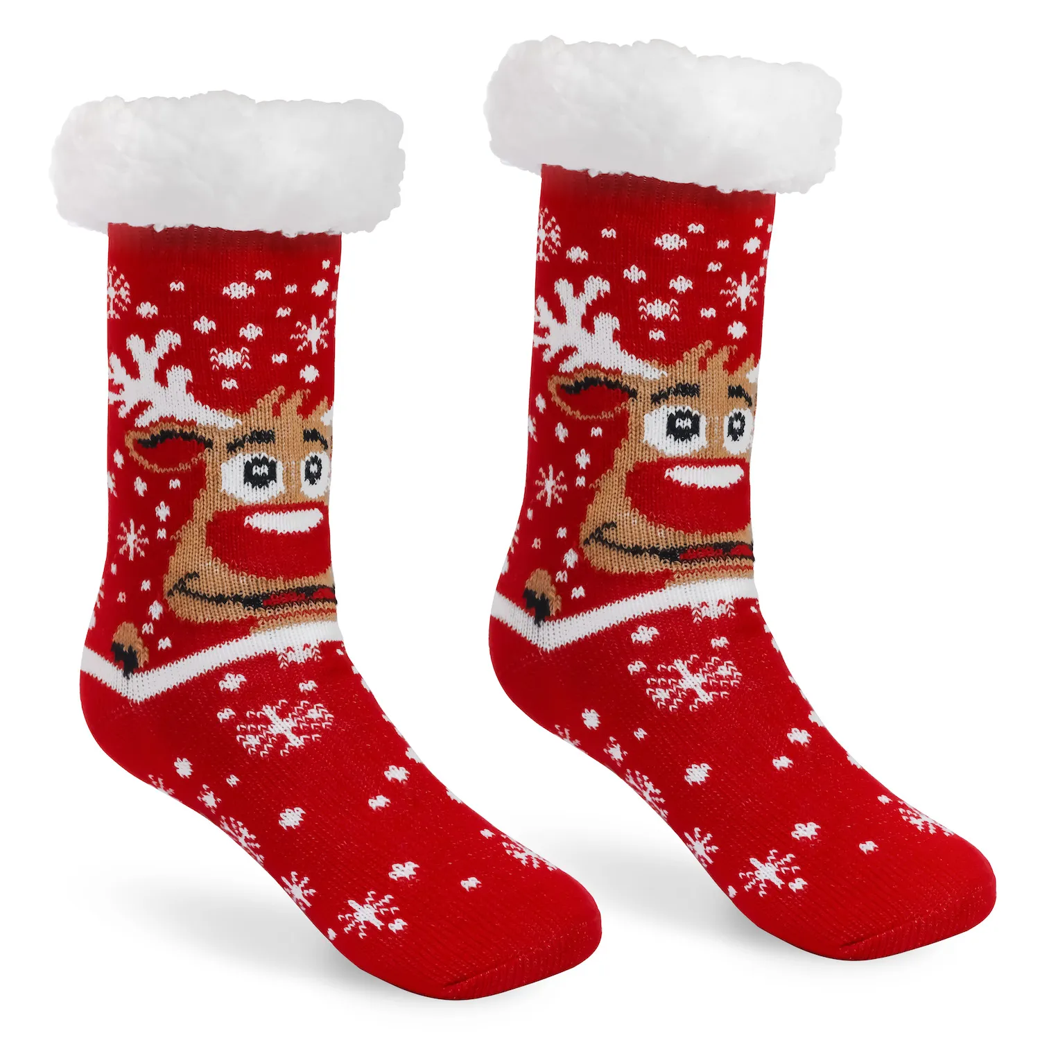 JAP Kerstsokken met anti slip - Rudolf het Rendier - 30-35 - Rood